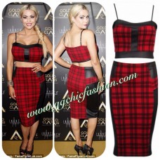 Celebrity Inspired Tartan Print Two Piece Suit