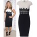 Celeb Two Toned Lace Trimed Midi Dress 