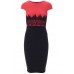 Celeb Two Toned Lace Trimed Midi Dress 
