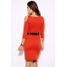 Pencil Rust Red Cold Shoulder Belt 