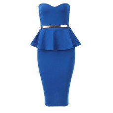 Charming Bodycon Peplum Tube Dress With Belt