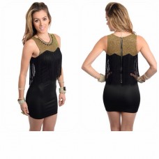 Sweetheart Black Gold Glitter Dress