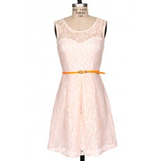 Lace Dress With Skinny Belt