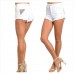 White High-Waisted Denim Cutoff Shorts  White High-Waisted Denim Cutoff Shorts