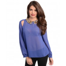 Collar Sequins Top