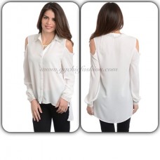 Cutout Shoulder  Ivory Top